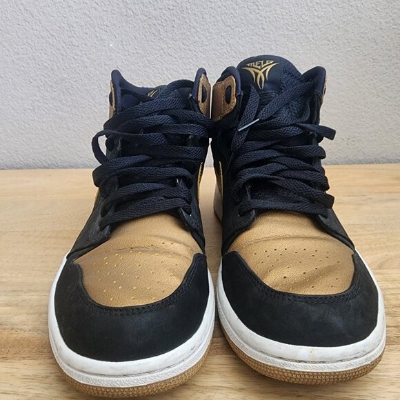 Nike Mens Air Jordan 1 Retro High Sneakers Melo Black Gold‎ 332550-026 Size 8.5 - Picture 4 of 12